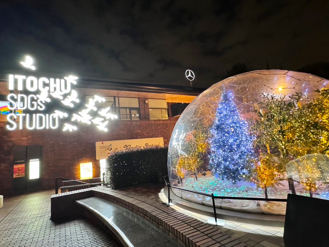 ITOCHU SDGs STUDIO(東京・北青山) 2024<br> きらめく蓄光石とリサイクルガラスの演出のイルミネーション施工例